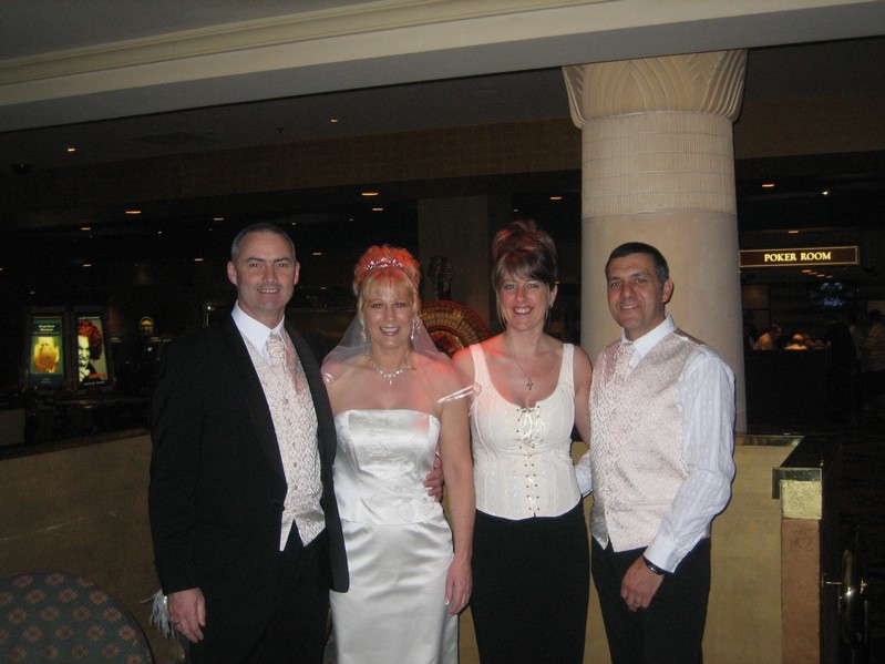 Wedding 040.jpg - What a smart bunch. Ready for the wedding in the Neffertiti bar at the Luxor (the Egyptian connection very appropriate!)